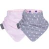 Polka Dot Pink & Pink Stripes, Reversible Dribble Bibs, Twin Pack