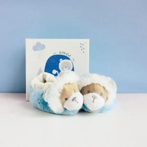 Artikool Lion Rattle Booties, Blue, 0-6 mths