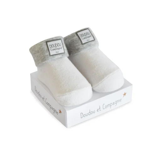Baby Socks, Grey & White, 0-6 mths