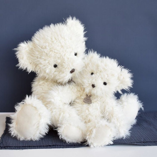 Pompom Teddy Bear, White, 40 cm